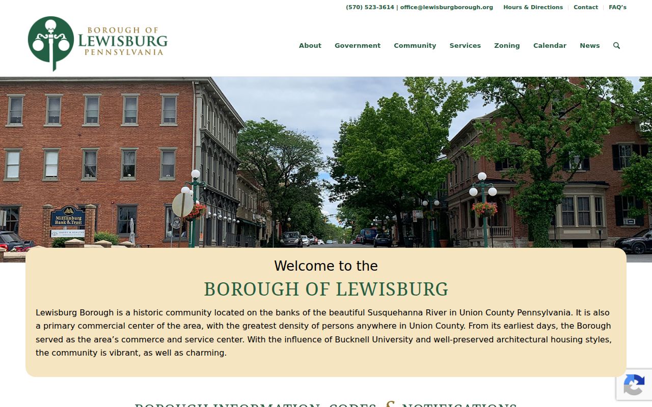 Official Lewisburg Borough website and municipal information