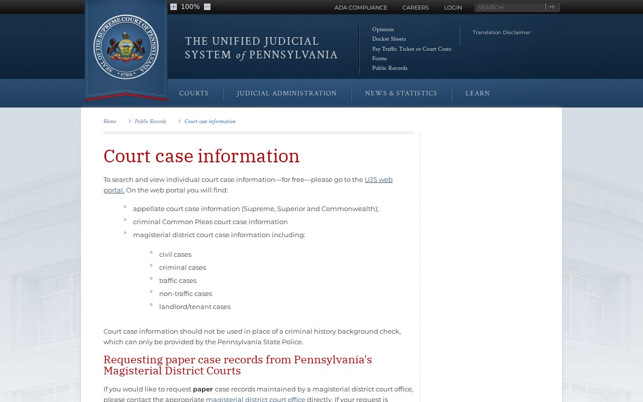 Union County criminal court record access information
