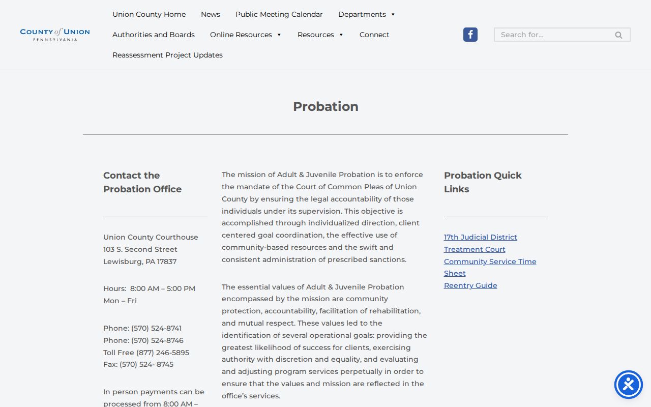 Official Union County Probation contacts and reporting resources